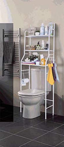 Toytexx 3-Shelf Over Toilet Bathroom Rack Holder Essentials Plants Books - White - Brand New