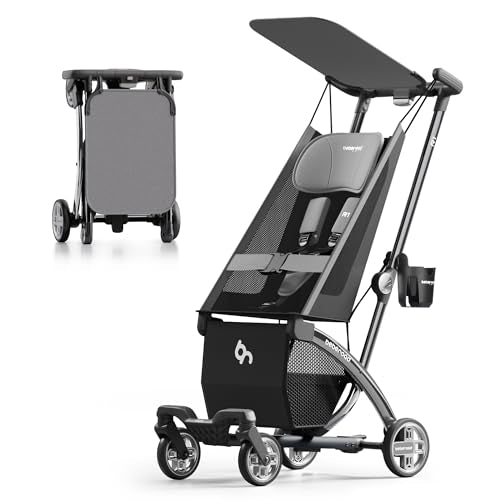 BEBEROAD-LOVE R1 AUTO-FOLDING ULTRA LIGHTWEIGHT TRAVEL STROLLER - GRAY - Like New