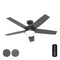 Hunter Fan 52" Ceiling Fan Lights Remote Control Matte Black CC52507 - Like New