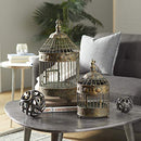 Deco 79 Metal Floral Birdcage Antique Twisted Rod Set of 2 24", 16"H, Bronze - Brand New