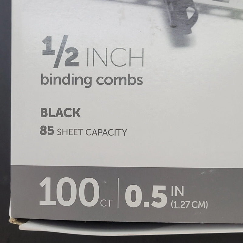 OFFICE DEPOT 1/2" BINDING COMBS BLACK 85 SHEET CAPACITY 100 COUNT 535-192 BLACK - Brand New