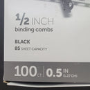 OFFICE DEPOT 1/2" BINDING COMBS BLACK 85 SHEET CAPACITY 100 COUNT 535-192 BLACK - Like New