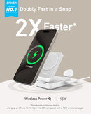 ANKER MAGGO 3 IN 1 IPHONE 17 CHARGING STATION MAGSAFE-COMPATIBLE - WHITE - Like New