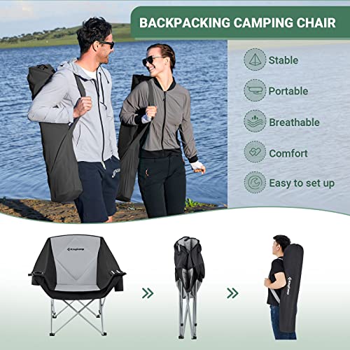 KING CAMP OVERSIZED CAMPING CHAIR PADDED FOLDING COUCH FOR ADULTS - BLACK/GRAY - Like New