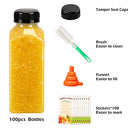 BAKHUK 100 pcs 12oz Empty Plastic Juice Bottles with Caps - Clear - Brand New