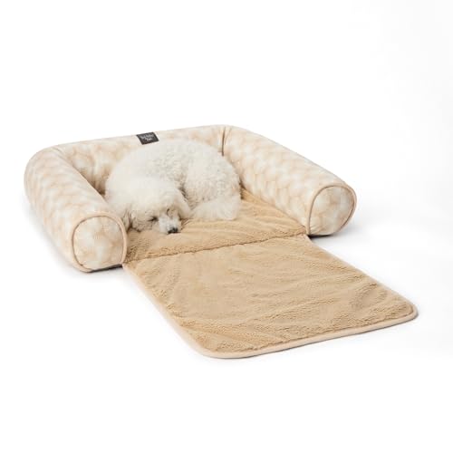 NICOLE MILLER NEW YORK PET KENDALL FLUTTED GEO COCOON COUCH PROTECTOR -TAUPE - Brand New