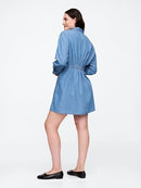 GAP Women's Fit and Flare Mini Shirtdress, Medium Wash, XX-Large - Like New