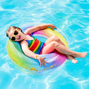 Elcoho 8 Pieces 36in Inflatable Pool Floats Colorful Glitter Pool Tubes - Like New