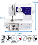 LUBY SEWING MACHINE WITH 12 BUILT-IN STITCHES & FREE ARM JG-1602 - WHITE/BLUE - Like New