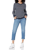 AMAZON ESSENTIALS WOMEN'S FLEECE CREWNECK LONG SLEEVE PULLOVER L - NAVY/STRIPE - Like New