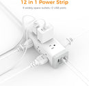 TESSAN SURGE PROTECTOR POWER STRIP USB TESSAN FLAT PLUG 15 FT EXTENSION - WHITE - Like New