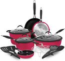 Paula Deen Family 14 Piece Ceramic, Non-Stick Cookware Set DFCW12RR - Ruby Red - Like New