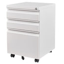 SISESOL 3 Drawer Mobile File Cabinet Under Desk Storage, Lock, 11" - White - Like New