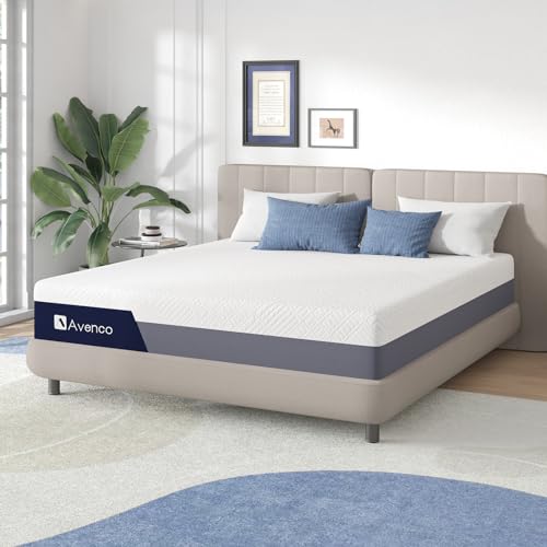 Avenoco California King 12 Inch Memory Foam Mattress - WHITE/GRAY - Brand New