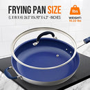 NUTRICHEF 14" FRY PAN WITH LID  NCFRLD14 - BLUE/WHITE - Like New