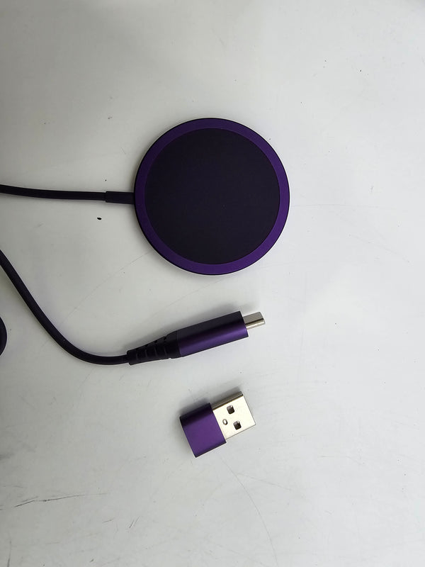 Generic Magnetic Wireless Charger, MagSafe, iPhone + Airpods, YW100A - PURPLE Like New