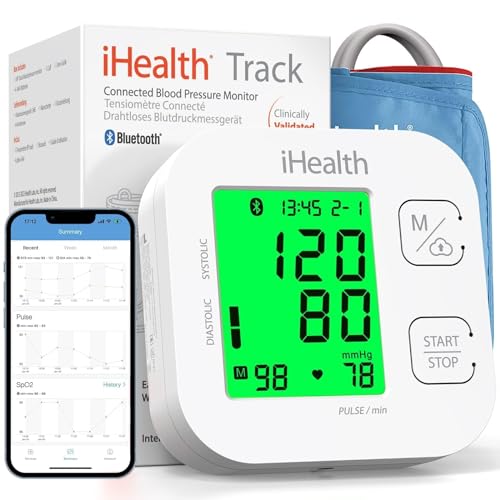IHEALTH TRACK SMART UPPER ARM BLOOD PRESSURE MONITOR, WIDE RANGE, KN-550BT-WHITE - Like New