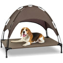 HEEYOO ELEVATED DOG BED WITH CANOPY PORTABLE DOG COT WITH REMOVABLE COTSQUC42BRN - Like New