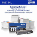BROTHER GENUINE TN635XLBK HIGH YIELD BLACK TONER CARTRIDGE 1 PACK - Brand New