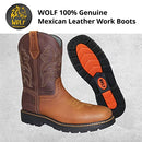 WOLF Premium Western Work Boot Water Resiliant Cowhide Mexican Leather Size 10.5 - Like New