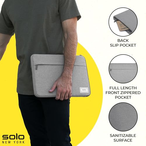 Solo New York LapTop Bag Sleeve for Men & Women - Travel Case, UBN105-10 - Gray - Brand New
