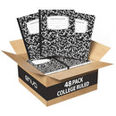 ENVO College Ruled Composition Notebooks Black Marble Covers (Pack of 48) - Brand New