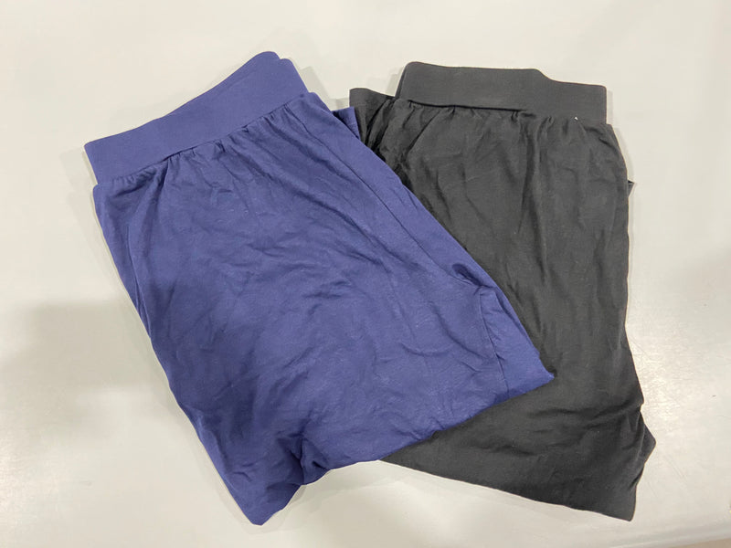 HUUEAY 2 PACK WOMEN'S PLUS SIZE CAPRI PANTS COTTON WIDE LEG CAPRIS - BLACK/NAVY - Brand New