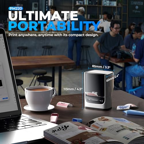 NELKO LABEL MAKER MACHINE WITH TAPE, PM220 BLUETOOTH LABEL PRINTER - WHITE - Like New