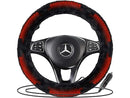 ZONE TECH WC0035 SHEEPSKIN HEATED STEERING WHEEL COVER WINTER COVER - BLACK - Like New