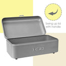 Home Basics Soho Bread Box Kitchen Countertop Metal Vented Hinge Top - SOHO GRAY Like New