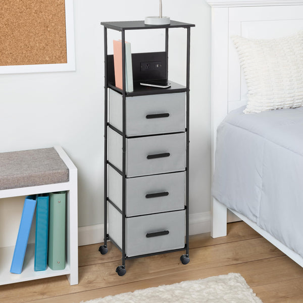 HONEY-CAN-DO ROLLING CART WITH 4 DRAWERS CRT-10001 - BLACK AND GRAY - Like New