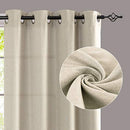 Lazzzy Linen Fabric Curtains Grommet Thermal Insulated Room Darken 1 Pair -Beige - Brand New