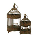 Deco 79 Metal Floral Birdcage Antique Twisted Rod Set of 2 24", 16"H, Bronze - Brand New