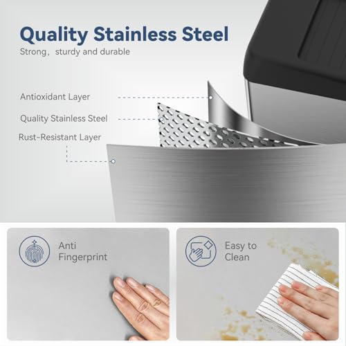 ELLO&ALLO 13 GALLON TOUCHLESS KITCHEN TRASH CAN - STAINLESS STEEL - Like New