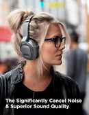 Tapela E9 MAX Bluetooth Headphones Active Noise Cancelling - Silver/Gray - Like New