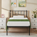 VECELO Twin Metal Platform Bed Frame with Headboard Heavy Duty Steel Slat - Brand New