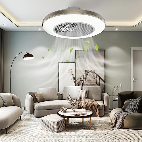 JHHF Ceiling Fan Remote Control Lighting 20'' Enclosed Bladeless Fan ...