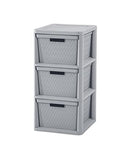 Sterilite 3 Drawer Cross Weave Storage Tower Decorative 3-Pack B0B3SDQQ6H - Gray - Brand New