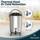 Vollum Stainless Steel Beverage Dispenser, 8 Liters, Spigot, B07ZY8SQ83 - BLACK - Brand New