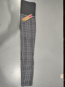 SHOSHO WOMEN'S LEGGINGS HIGH WAISTED CROP ACTIVEWEAR SIZE WOMEN M/L - GRAY PLAID - Like New