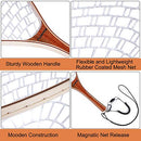 PLUSINNO Fly Fishing Net Wooden Frame Magnetic Release Soft Rubber Mesh - Like New