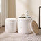 Round Boucle Upholstered Ottoman with Storage Set of 2 Vanity Stool Foot Rest - Like New