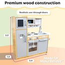 KidKraft Uptown Natural Wooden Play Kitchen with Play Phone Gift 53298 - Natural - Like New