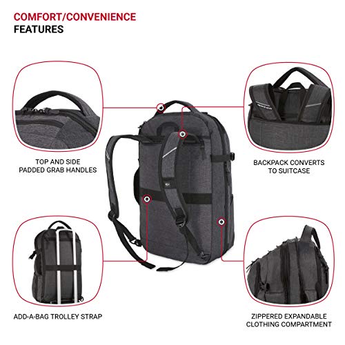 SwissGear Hybrid Travel Laptop Backpack 22 in - Heather Gray - Brand New