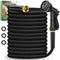 Garden Hose 100FT Non-Expanding Lightweight Hose 8 Function Nozzle - BLACK - Like New
