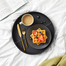 Faux Leather Round Serving Tray for Coffee Table and Ottoman B096JR6PHY -Black - Brand New