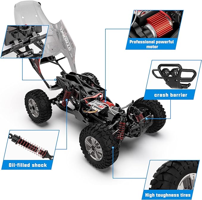 RADCLO 1:14 Scale RC Car 4WD High Speed 40 Km/h Monster Truck BG1520 - BLACK/RED Like New