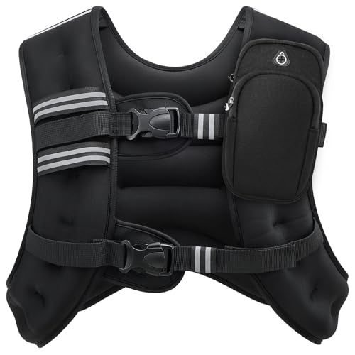 ZELUS WEIGHTED VEST, 25LB WEIGHT VEST WITH REFLECTIVE STRIPE FOR WORKOUT- BLACK - Like New