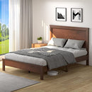 KOMFOTT Full Size Wood Platform Bed Frame, No Box Spring Needed - Walnut - Like New