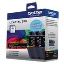 Brother Genuine LC401XL 3PK High Yield 3-Pack Color -Ink -Cartridges - Brand New